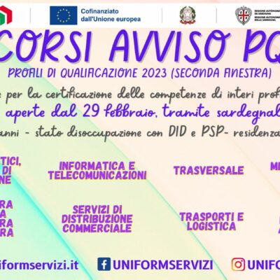 APERTURA ISCRIZIONI PERCORSI FORMATIVI – SEDE CAGLIARI – Avviso PQ 2023 2ª finestra